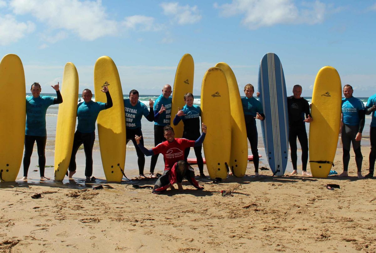 Stag group surf lessons - Fistral Beach Surf School